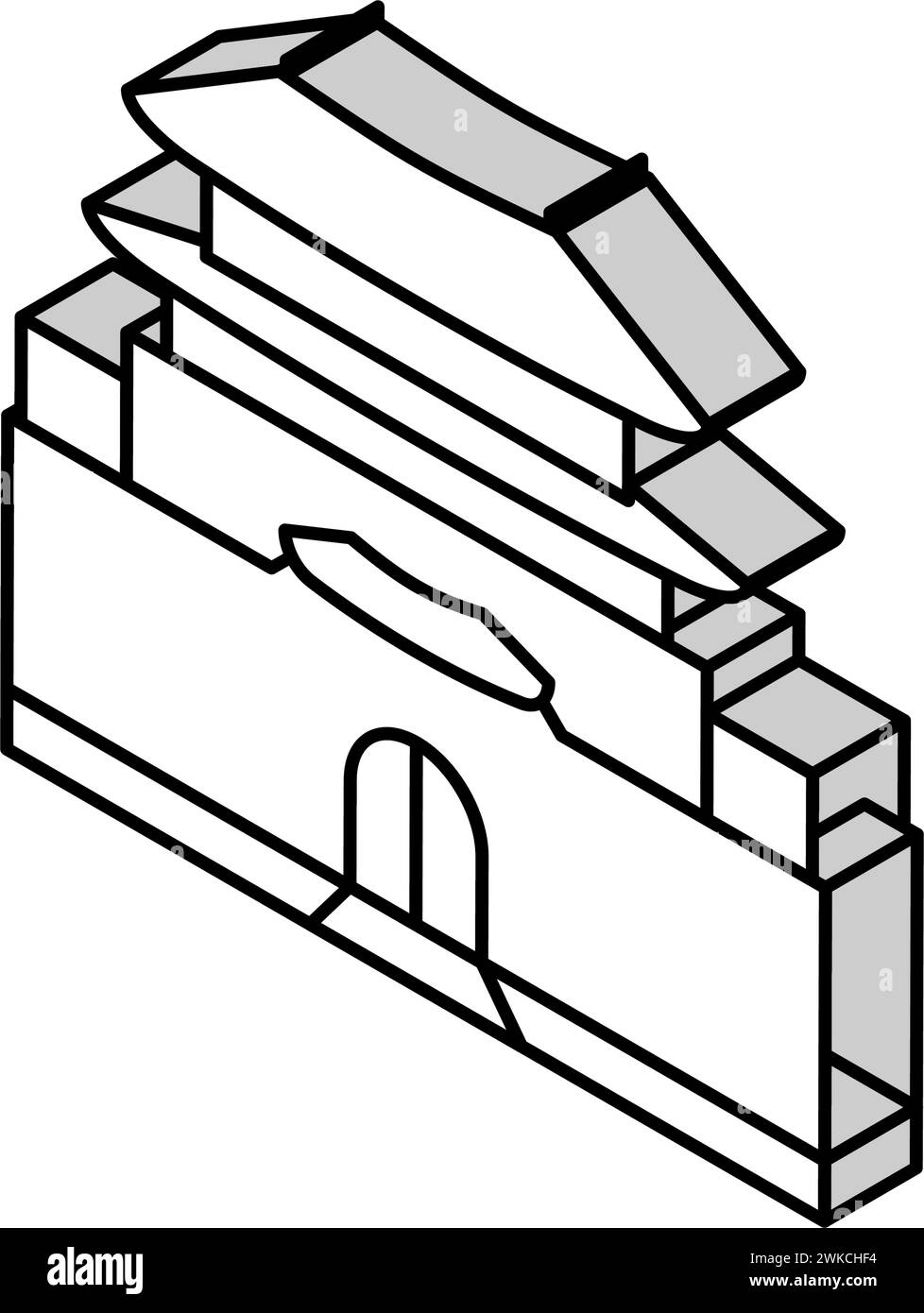 illustrazione vettoriale dell'icona isometrica della fortezza di hwaseong Illustrazione Vettoriale