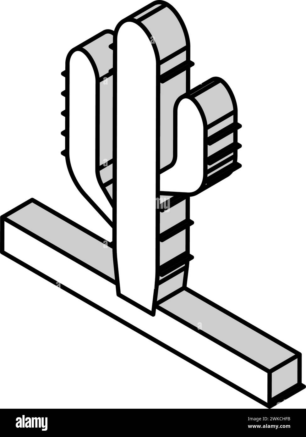 illustrazione vettoriale dell'icona isometrica della pianta occidentale di cactus Illustrazione Vettoriale