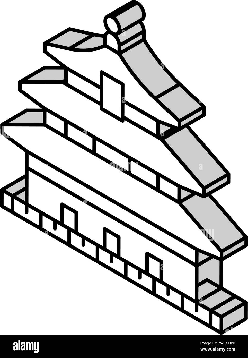 illustrazione vettoriale dell'icona isometrica del tempio del cielo Illustrazione Vettoriale