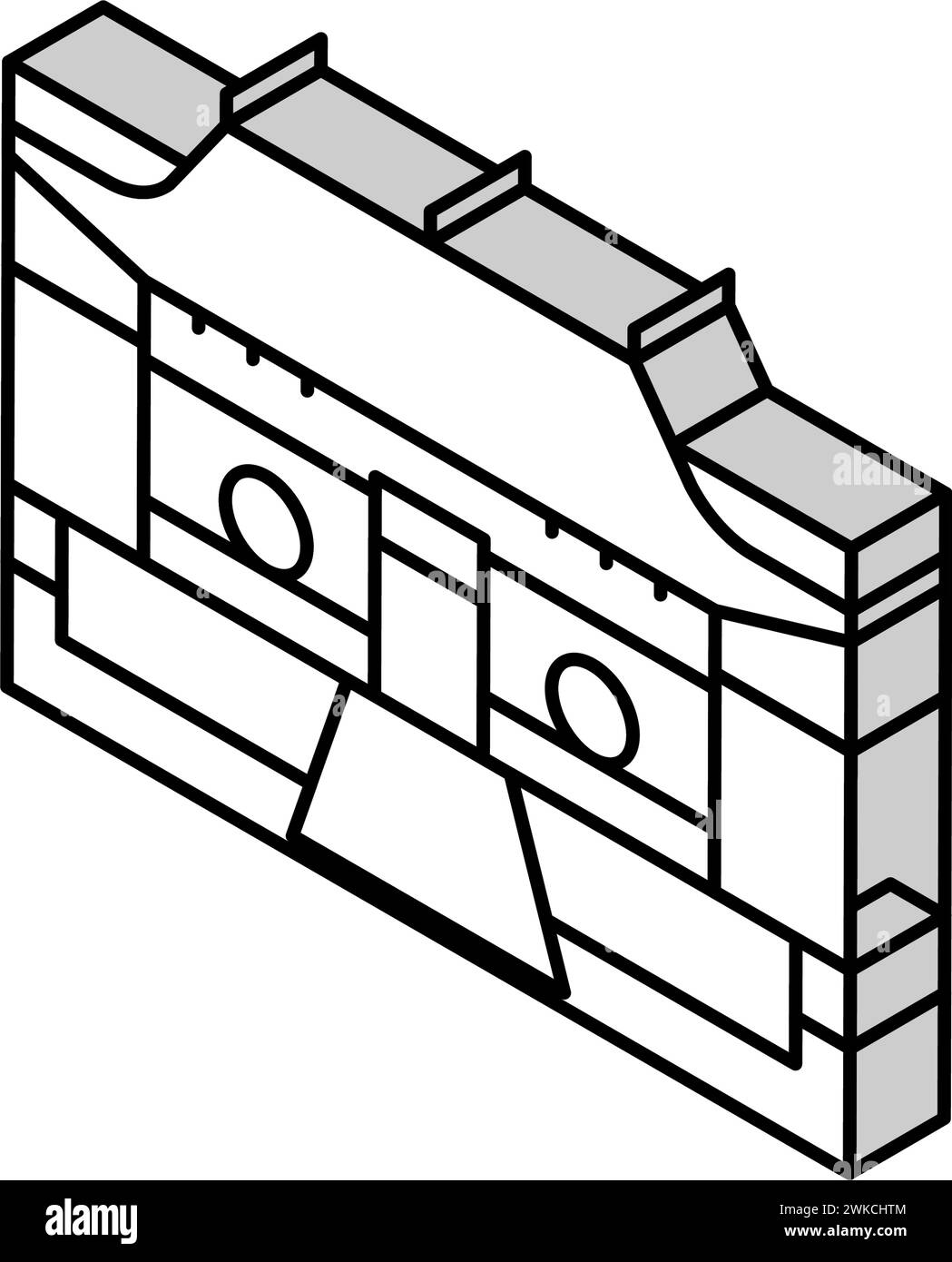 illustrazione vettoriale dell'icona isometrica del monastero di shaolin Illustrazione Vettoriale