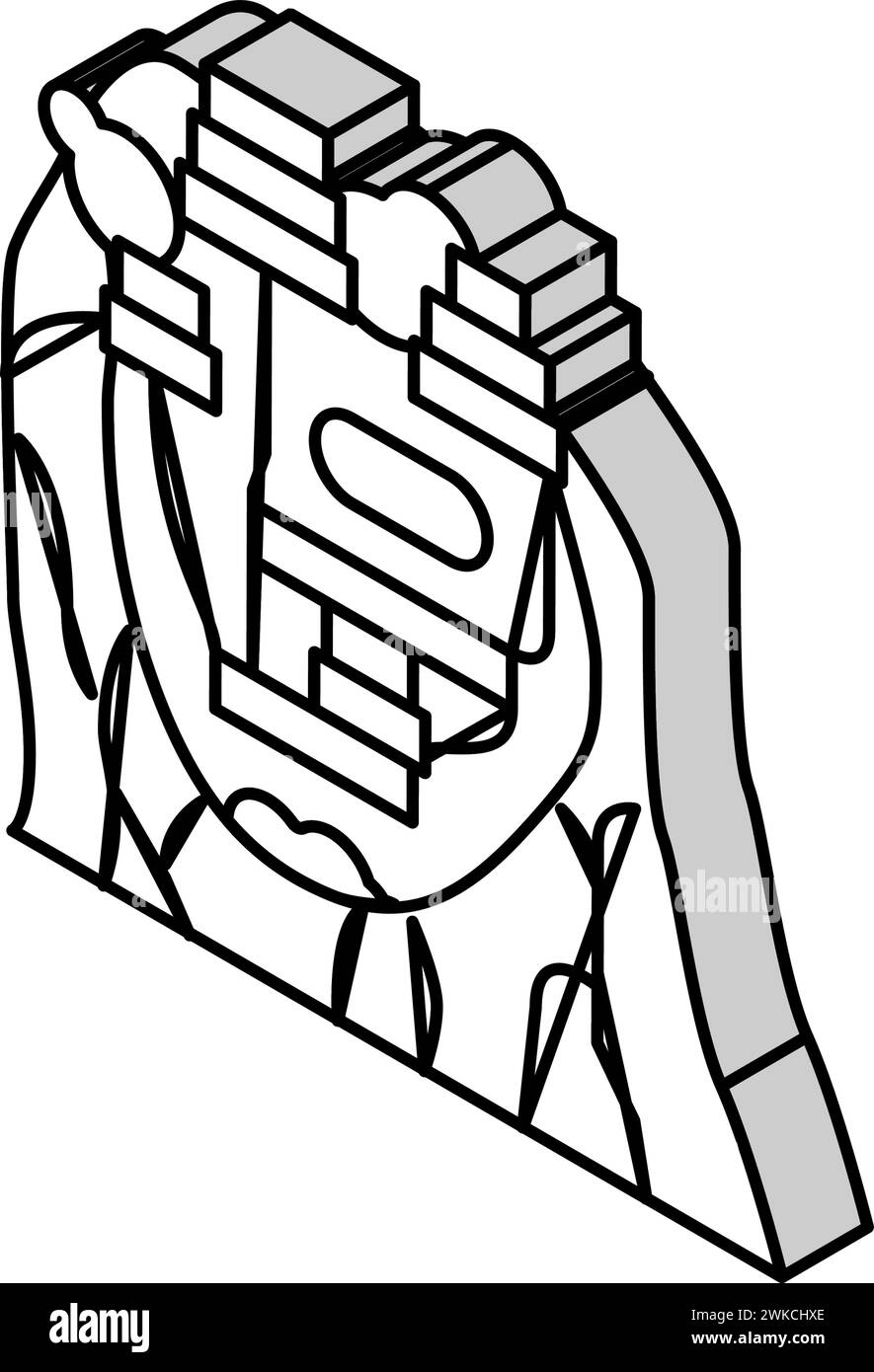 immagine vettoriale dell'icona isometrica di sigiriya sulla montagna Illustrazione Vettoriale