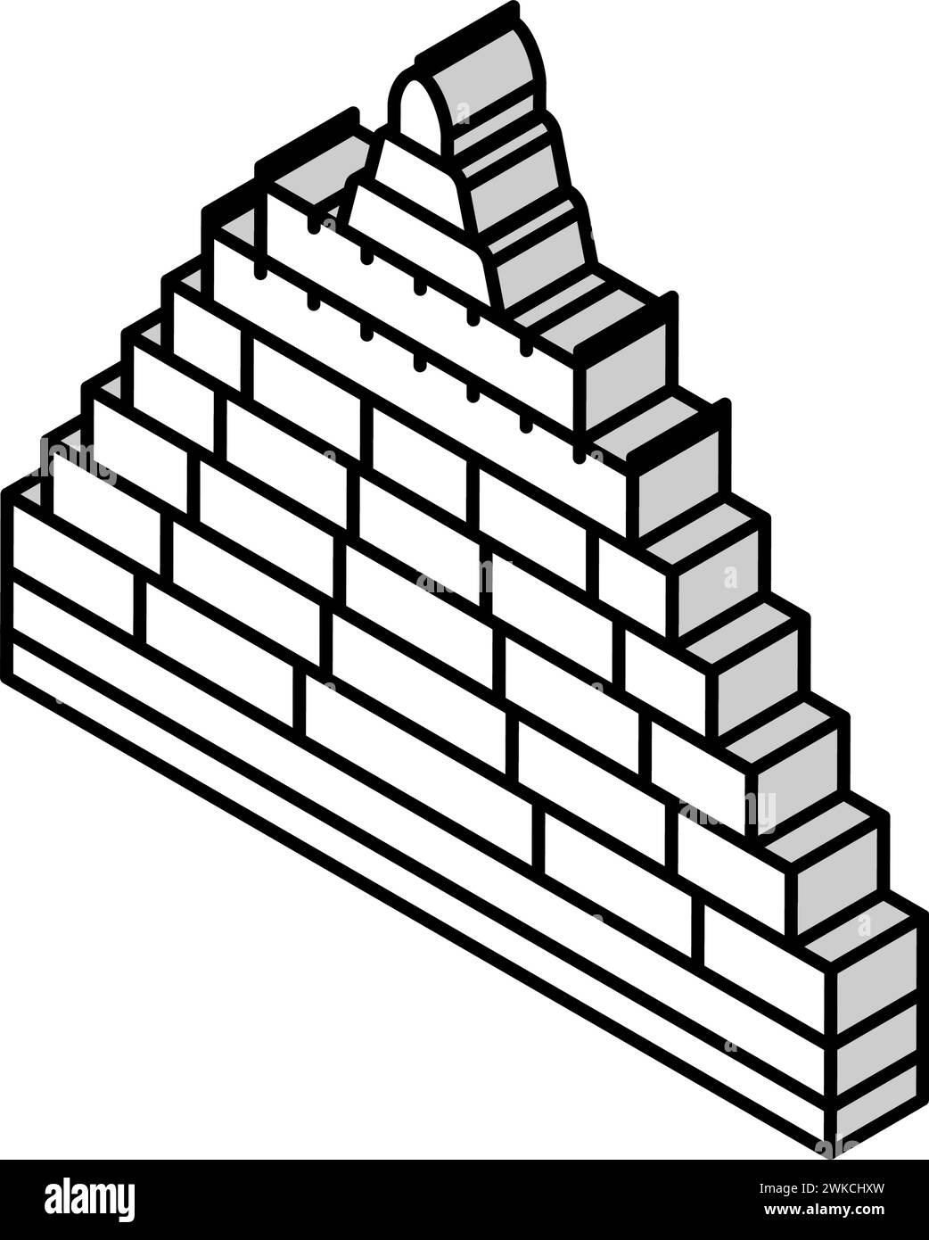 illustrazione vettoriale dell'icona isometrica dell'edificio asiatico borobudur Illustrazione Vettoriale