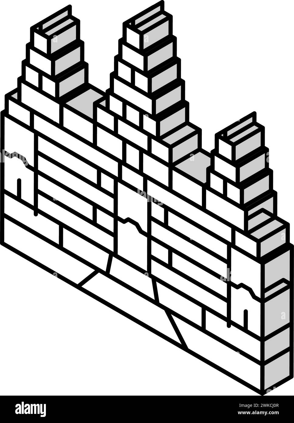 illustrazione vettoriale dell'icona isometrica di angkor wat Illustrazione Vettoriale