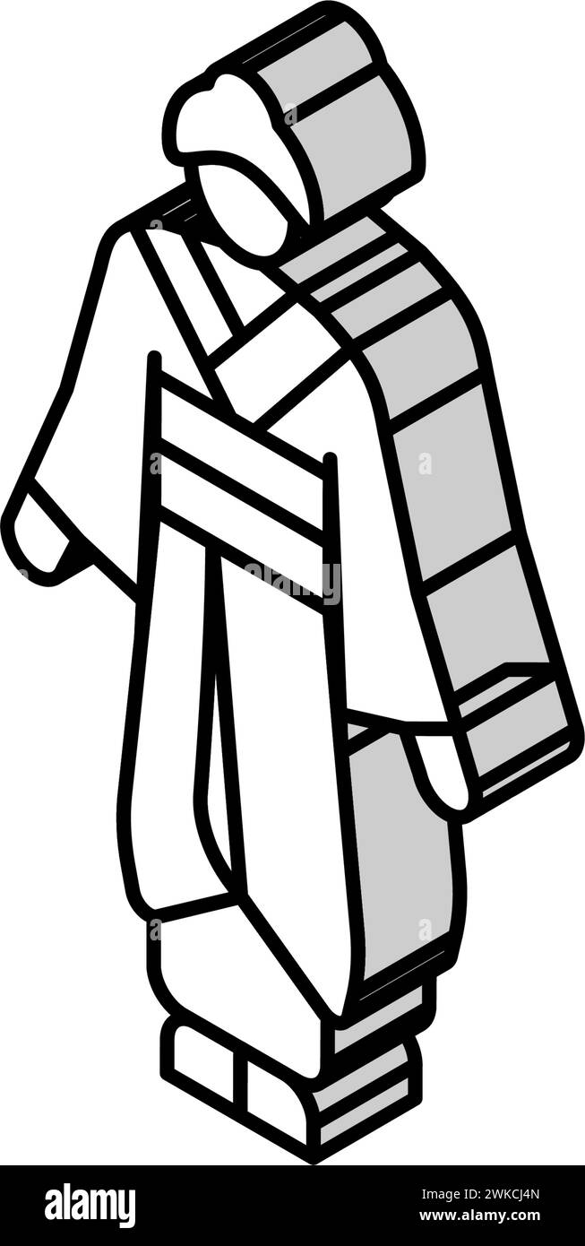 illustrazione vettoriale icona isometrica donna geisha Illustrazione Vettoriale