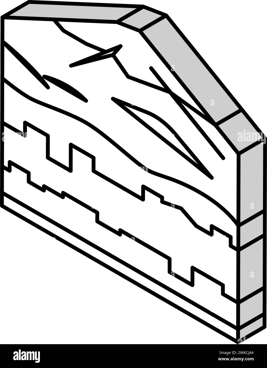 illustrazione vettoriale dell'icona isometrica della montagna fujiyama Illustrazione Vettoriale