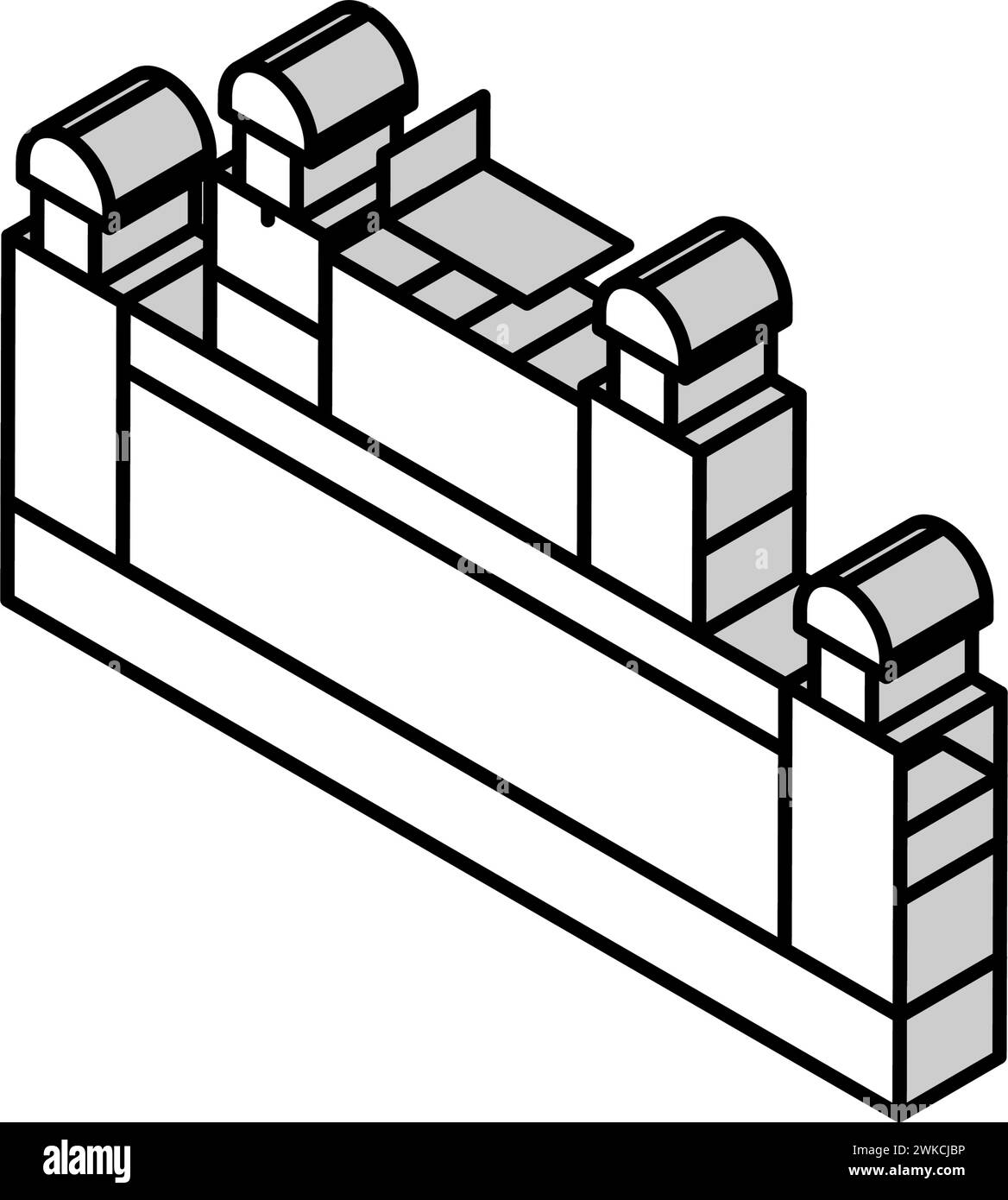 illustrazione vettoriale dell'icona isometrica del forte rossa Illustrazione Vettoriale