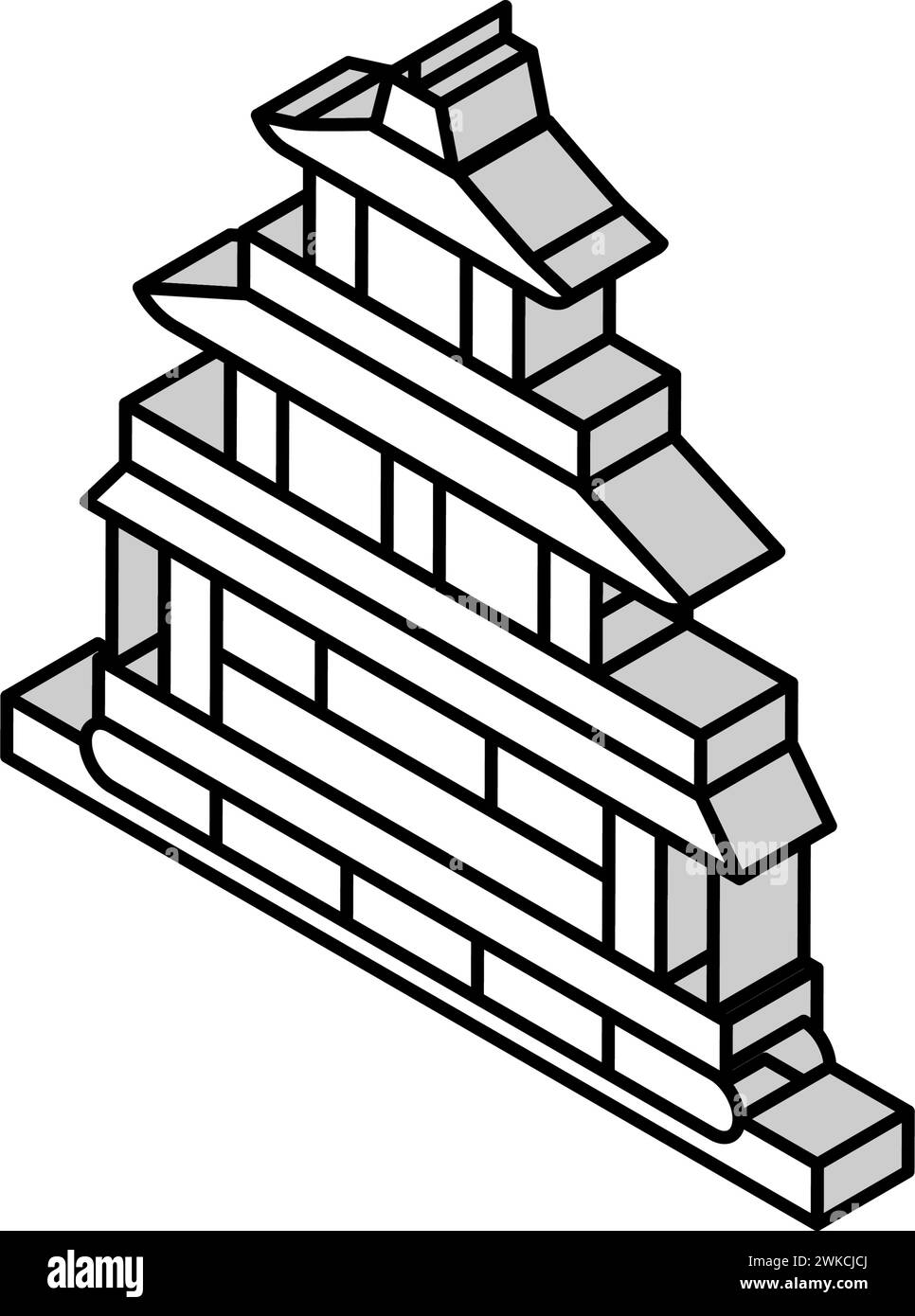 illustrazione vettoriale dell'icona isometrica del padiglione dorato Illustrazione Vettoriale