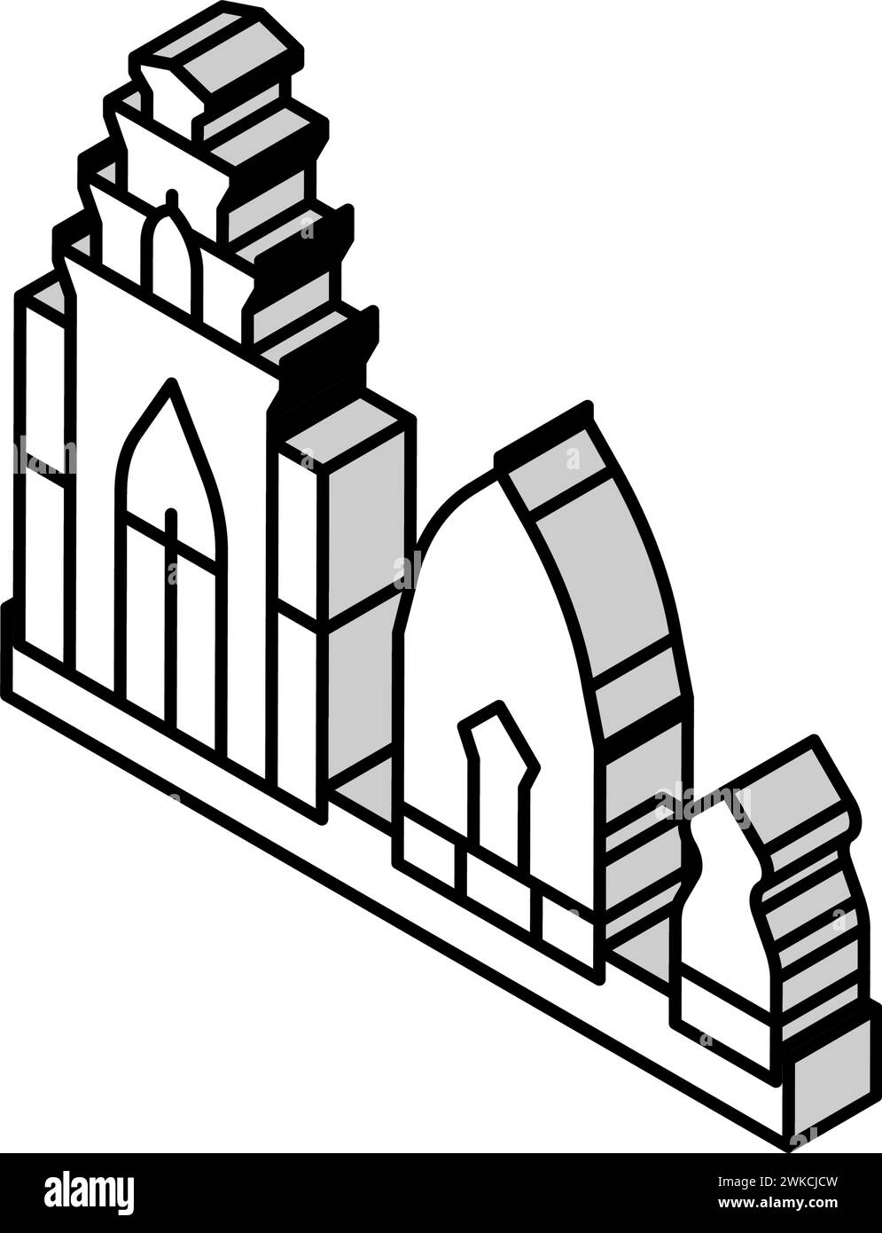 illustrazione vettoriale dell'icona isometrica di towers po nagar Illustrazione Vettoriale