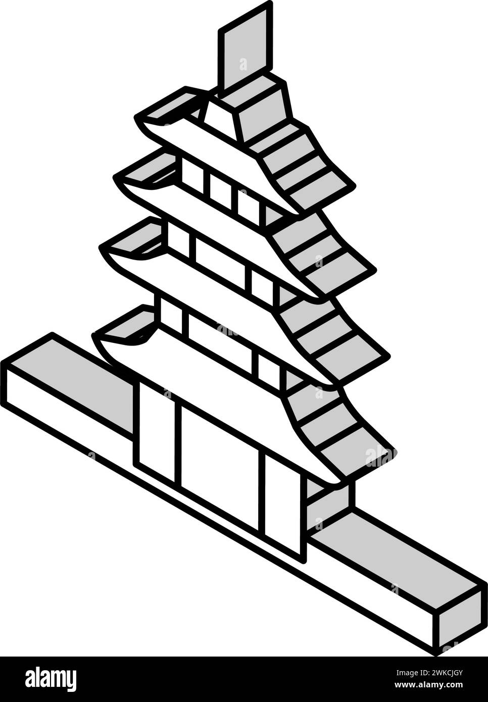 illustrazione vettoriale dell'icona isometrica della pagoda asia Illustrazione Vettoriale