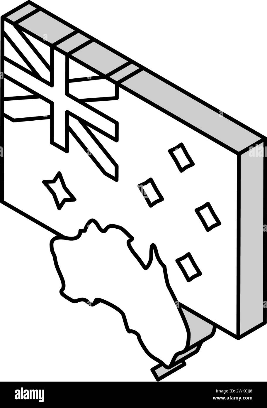 illustrazione vettoriale dell'icona isometrica della bandiera del paese dell'australia Illustrazione Vettoriale