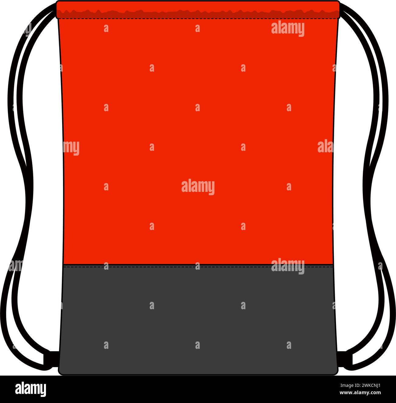 Illustrazione della borsa con cordoncino, modello vettoriale dello zaino Illustrazione Vettoriale