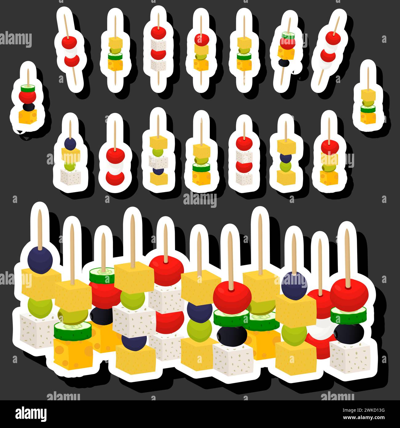 Illustrazione su un grande set a tema vari tipi bella e gustosa canape Illustrazione Vettoriale
