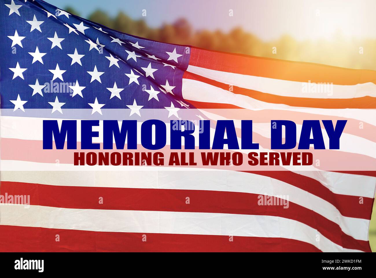 Text Memorial Day su sfondo bandiera americana Foto Stock