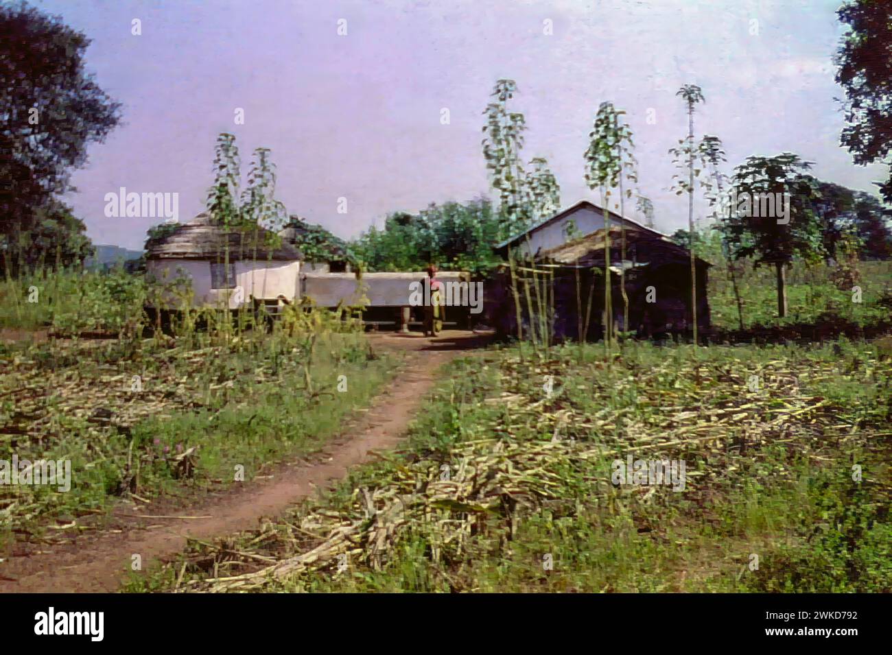 Una casa rurale in Ghana, circa 1959 Foto Stock