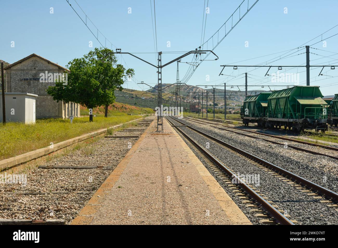 Trasporto di carbone nella stazione ferroviaria di la Nava, Puertollano Foto Stock