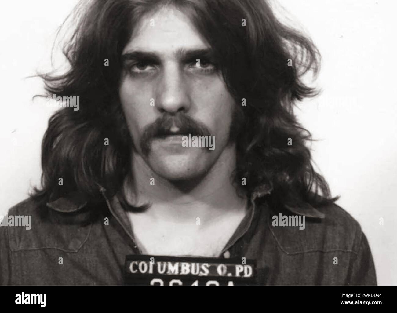 Eagles Glenn Frey Mug shot, Columbus, Ohio 1973 Foto Stock