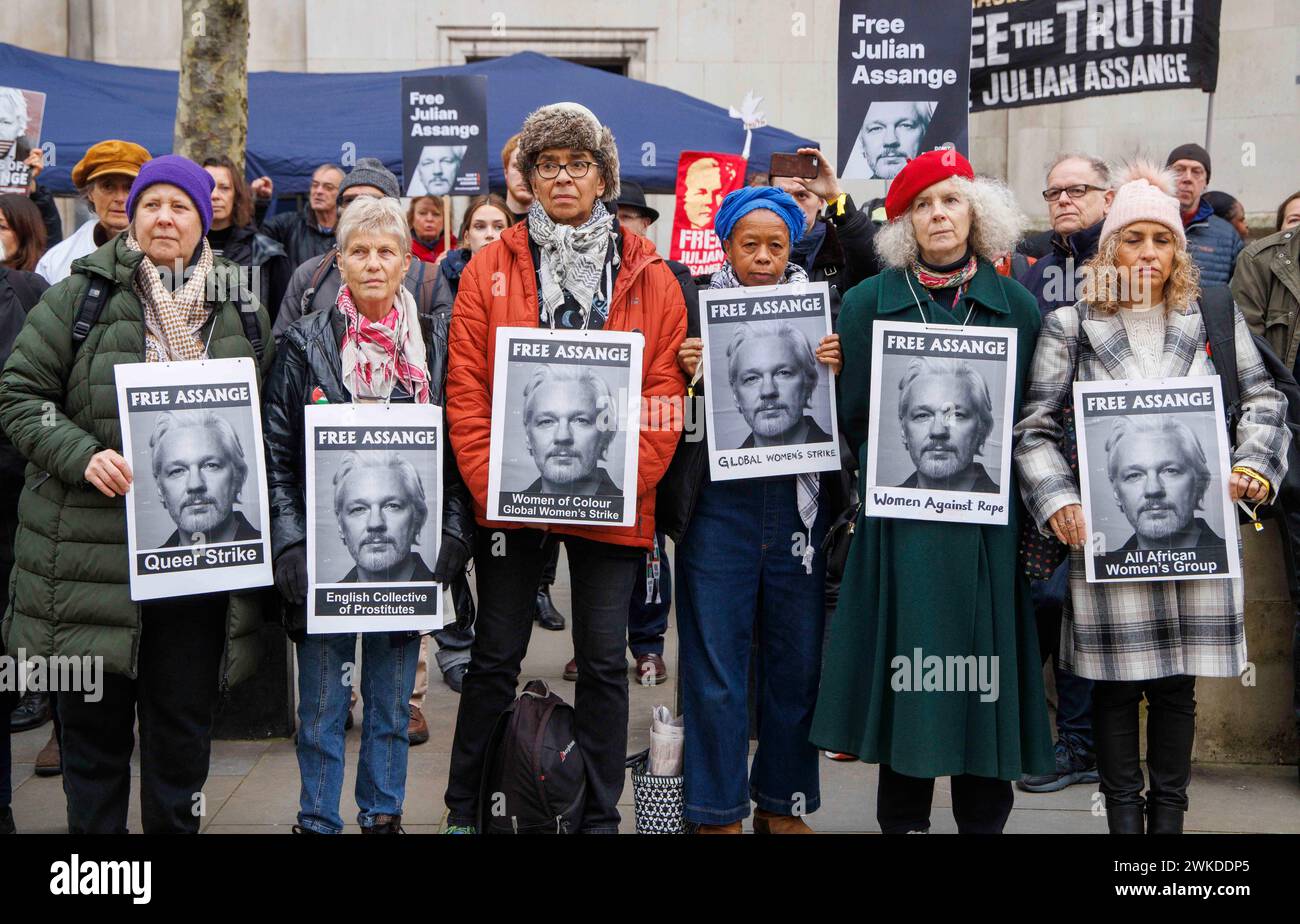 Londra, Regno Unito. 20 febbraio 2024. Ultima udienza del tribunale per Julian Assange, l'alta Corte ascolterà l'appello finale del team legale Julian Assanges. Egli affronta una possibile estradizione negli Stati Uniti. Sua moglie Stella e la squadra legale sono all'udienza. Crediti: Mark Thomas/Alamy Live News Foto Stock