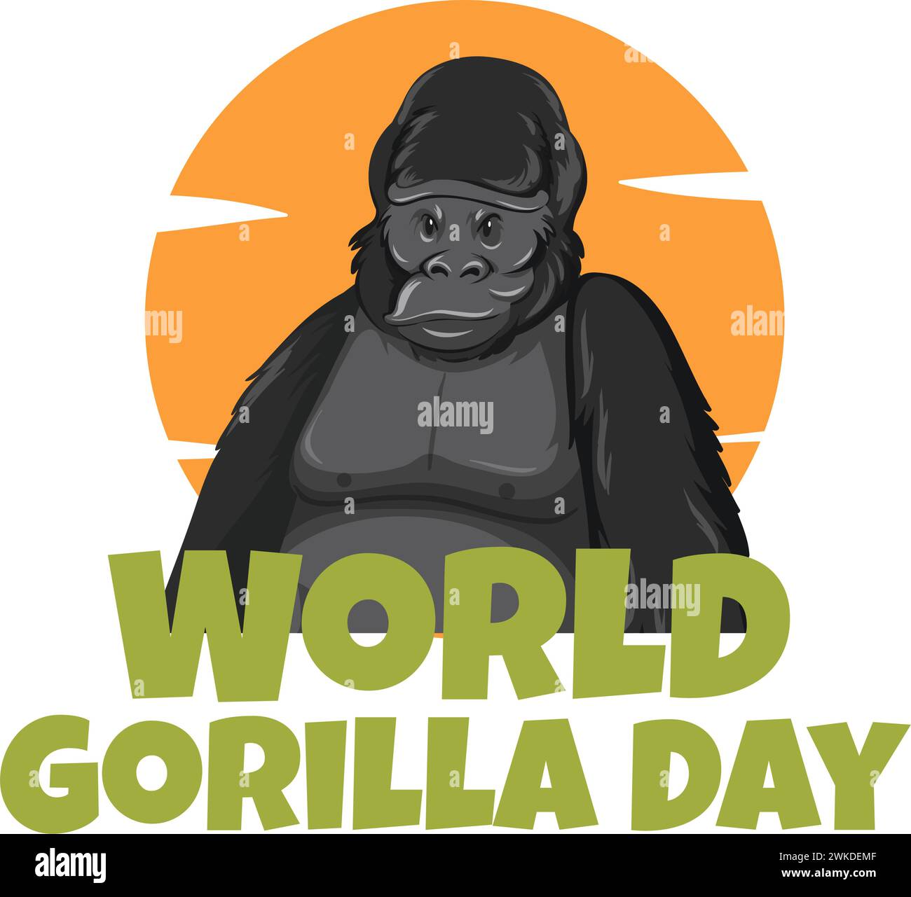 Grafica vettoriale di un gorilla per la giornata mondiale dei gorilla Illustrazione Vettoriale