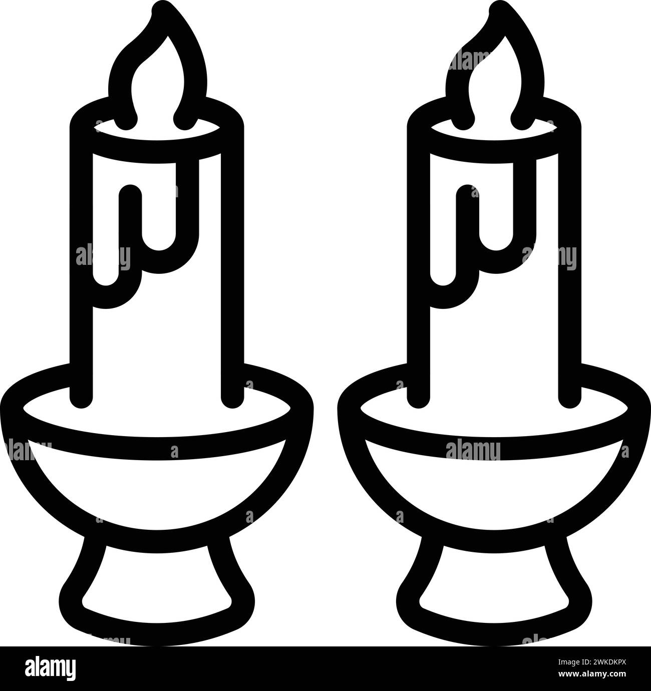 Simbolo delle candele ardenti della chiesa, vettoriale. Prega gli adulti. Religione a digiuno Illustrazione Vettoriale