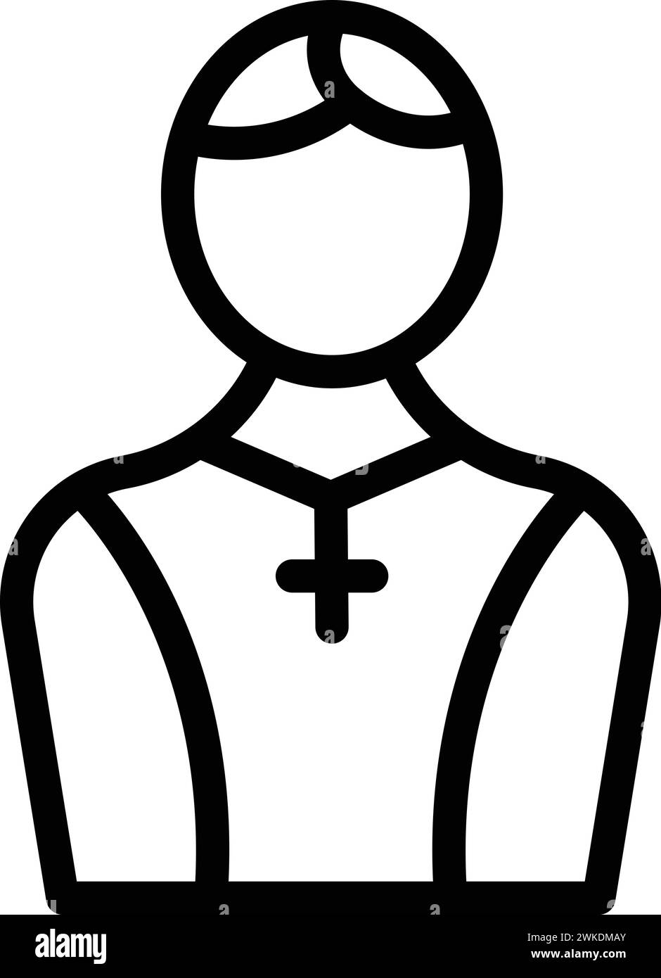L'icona della preghiera del prete delinea il vettore. Ministro cattolico rituale. Fede nelle Scritture Illustrazione Vettoriale