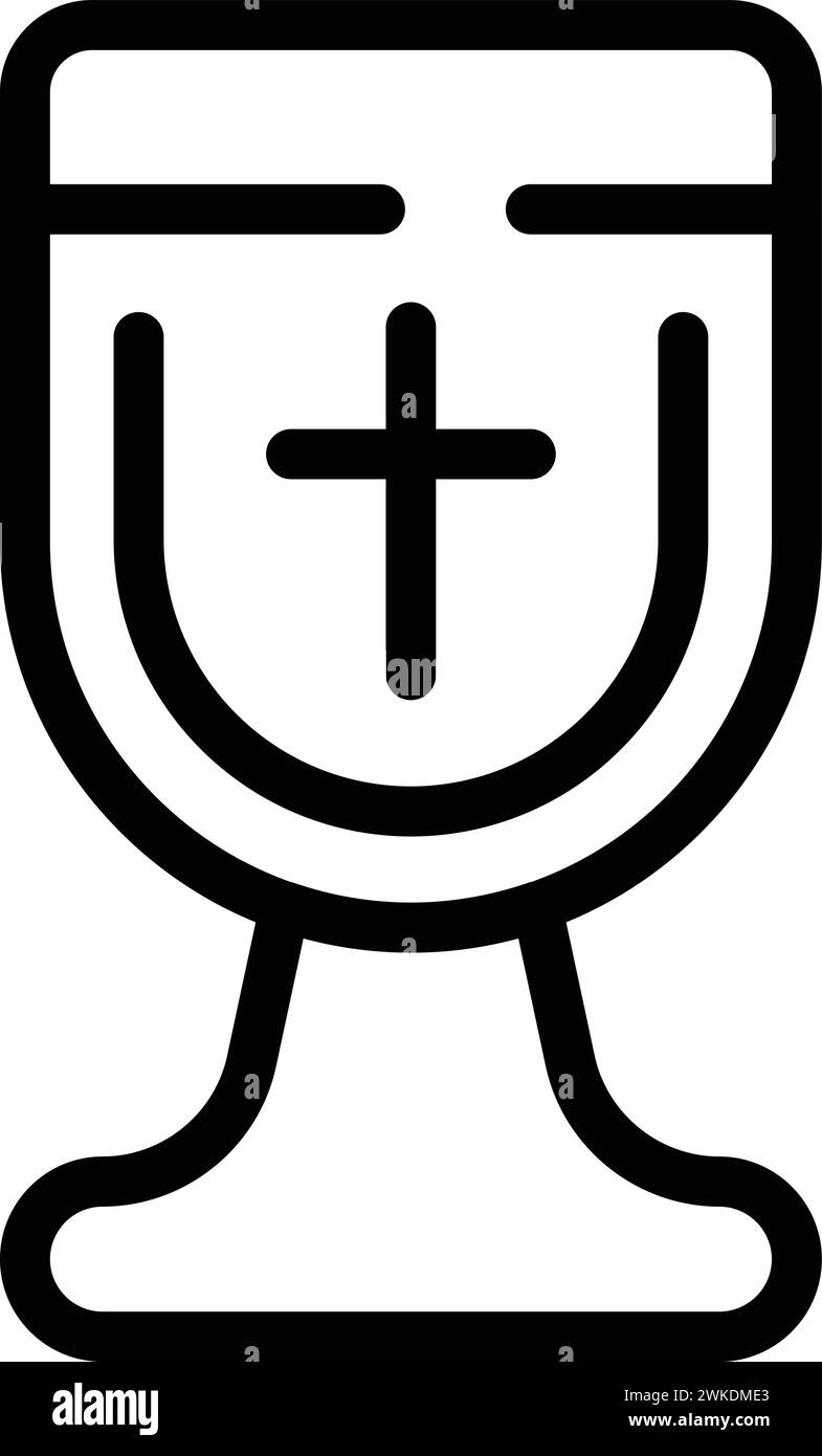 Simbolo della tazza d'oro sacro, vettoriale. Salvezza spirituale. Gente di massa della Chiesa Illustrazione Vettoriale