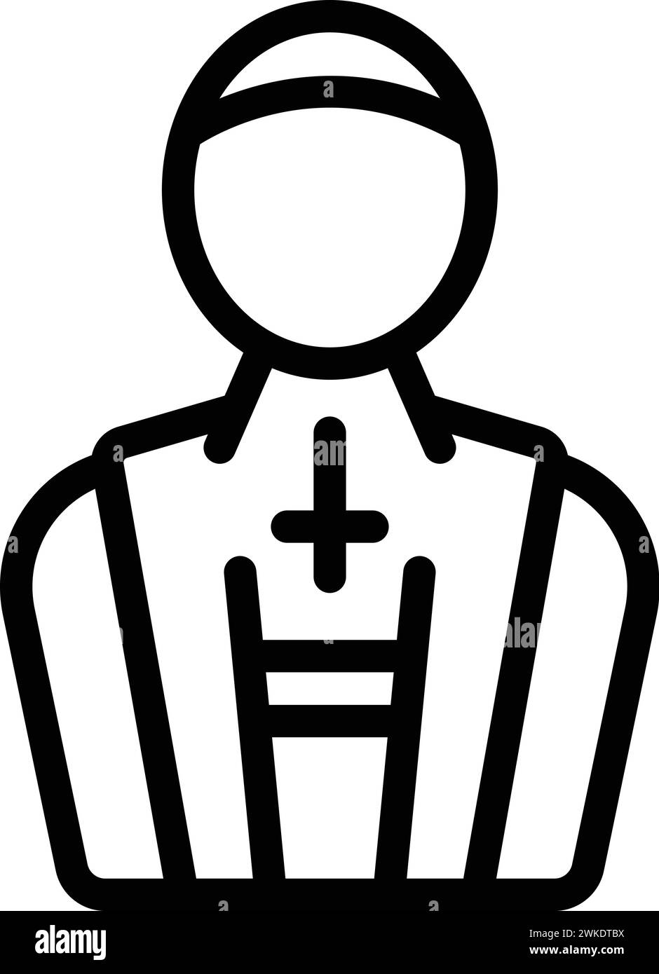 L'icona del cappellano tradizione delinea il vettore. Gente prete. Fede cattolica a digiuno Illustrazione Vettoriale