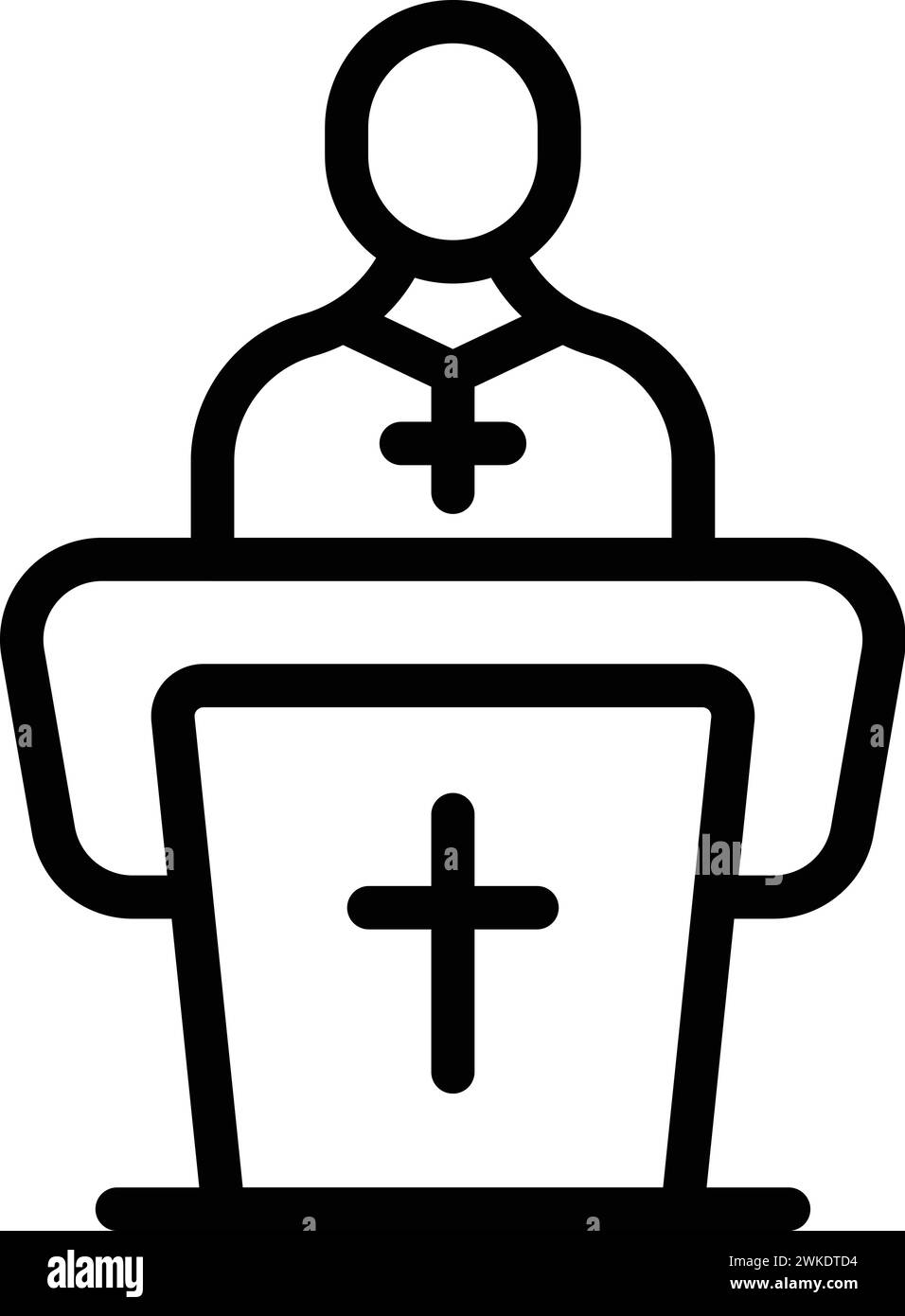 Vettoriale dell'icona dell'altoparlante cappellano. Gente cattolica. Sacerdote di massa santo Illustrazione Vettoriale