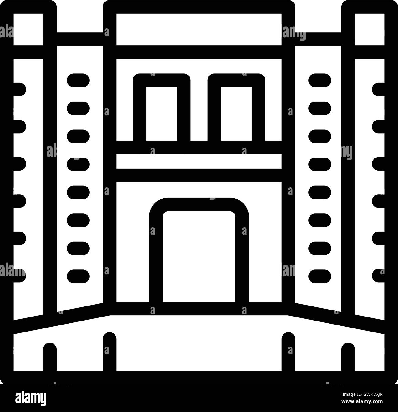Da visitare luoghi di Oslo Icon Outline Vector. Architettura scandinava delle metropoli. Storia Norvegia edificio Illustrazione Vettoriale