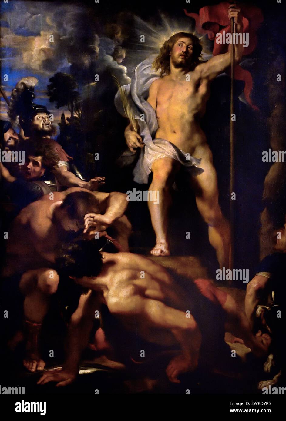La Resurrezione di Cristo 1612 di Peter Paul Rubens (1577-1640), la Cattedrale di nostra Signora - Onze-lieve-Vrouwekathedraal, Anversa, Belgio. ( 1352 costruzione terminata nel 1521) Gotico . La risurrezione di Gesù, nucleo della fede cristiana, memoriale per i defunti perché raffigura che l'amore eterno di Dio è inarrestabile e trionfa sulla morte. Foto Stock