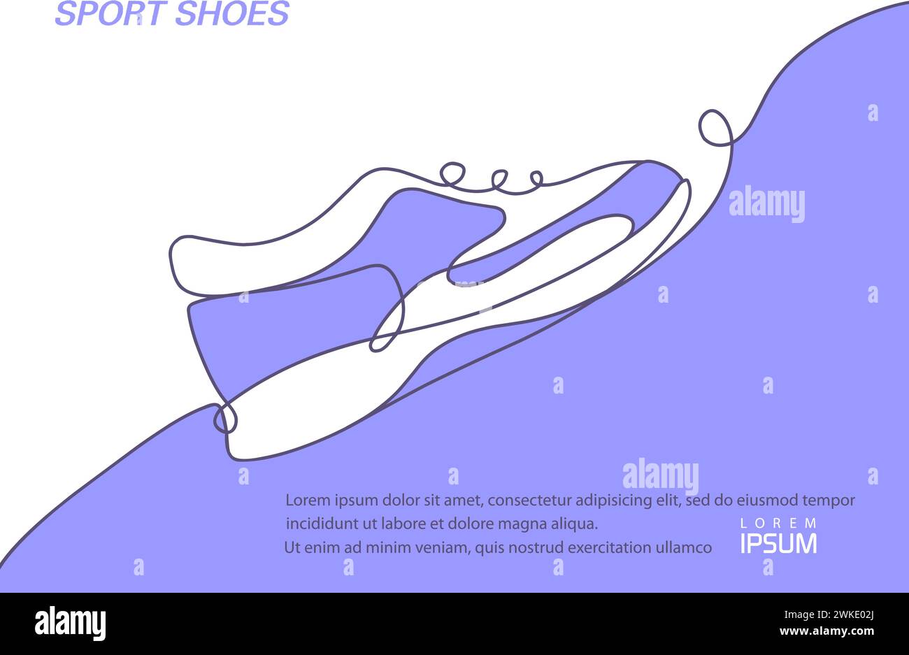Scarpe sportive di linea. Sneakers Vector . Sneakers da schizzo per la tua creatività.pubblicità di scarpe . Illustrazione Vettoriale