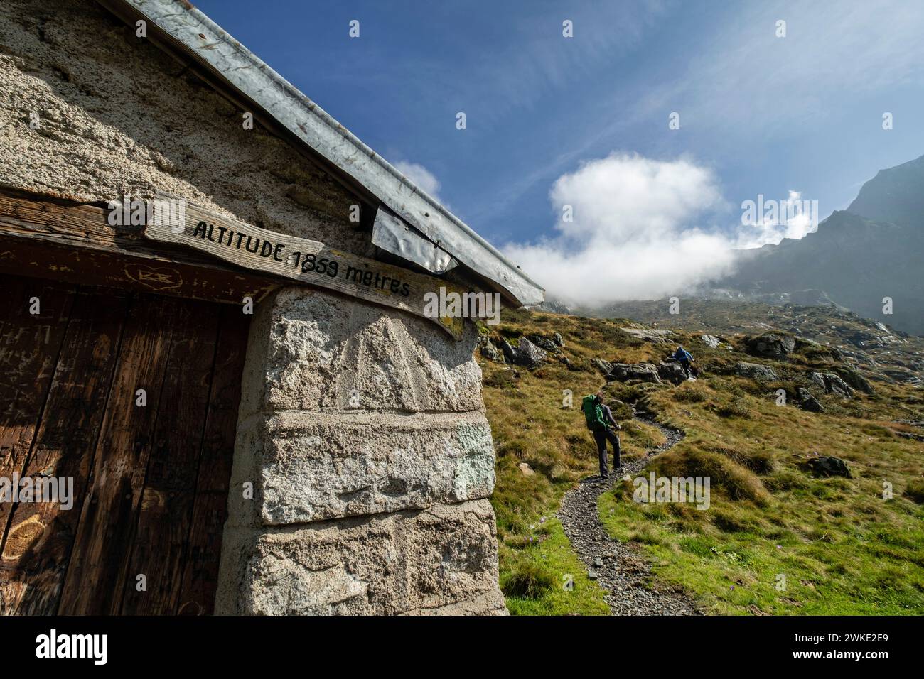 Cabaña de Caoussis, valle de Valier -Riberot-, Parque Natural Regional de los Pirineos de Ariège, cordillera de los Pirineos, Francia. Foto Stock