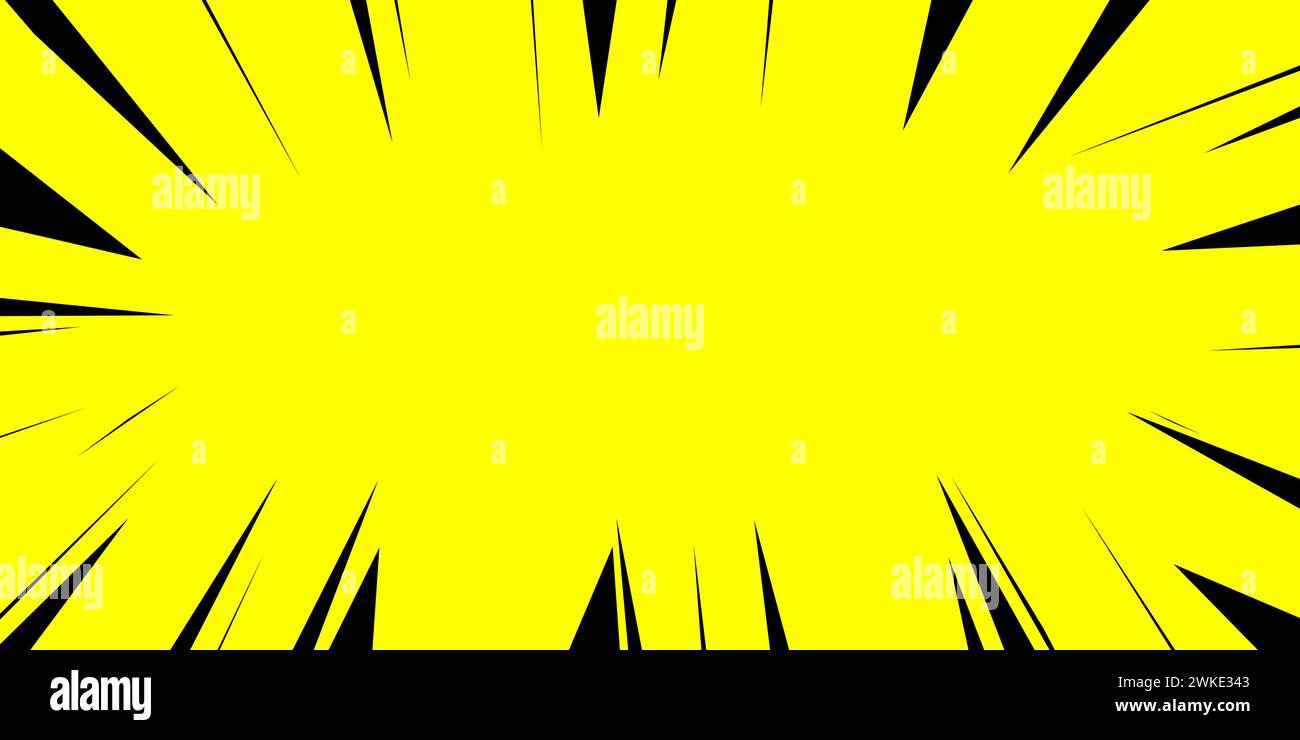 Elemento materiale per rappresentare l'esplosione. effetto grafico linee di velocità fumetti. isolaten su sfondo giallo Illustrazione Vettoriale