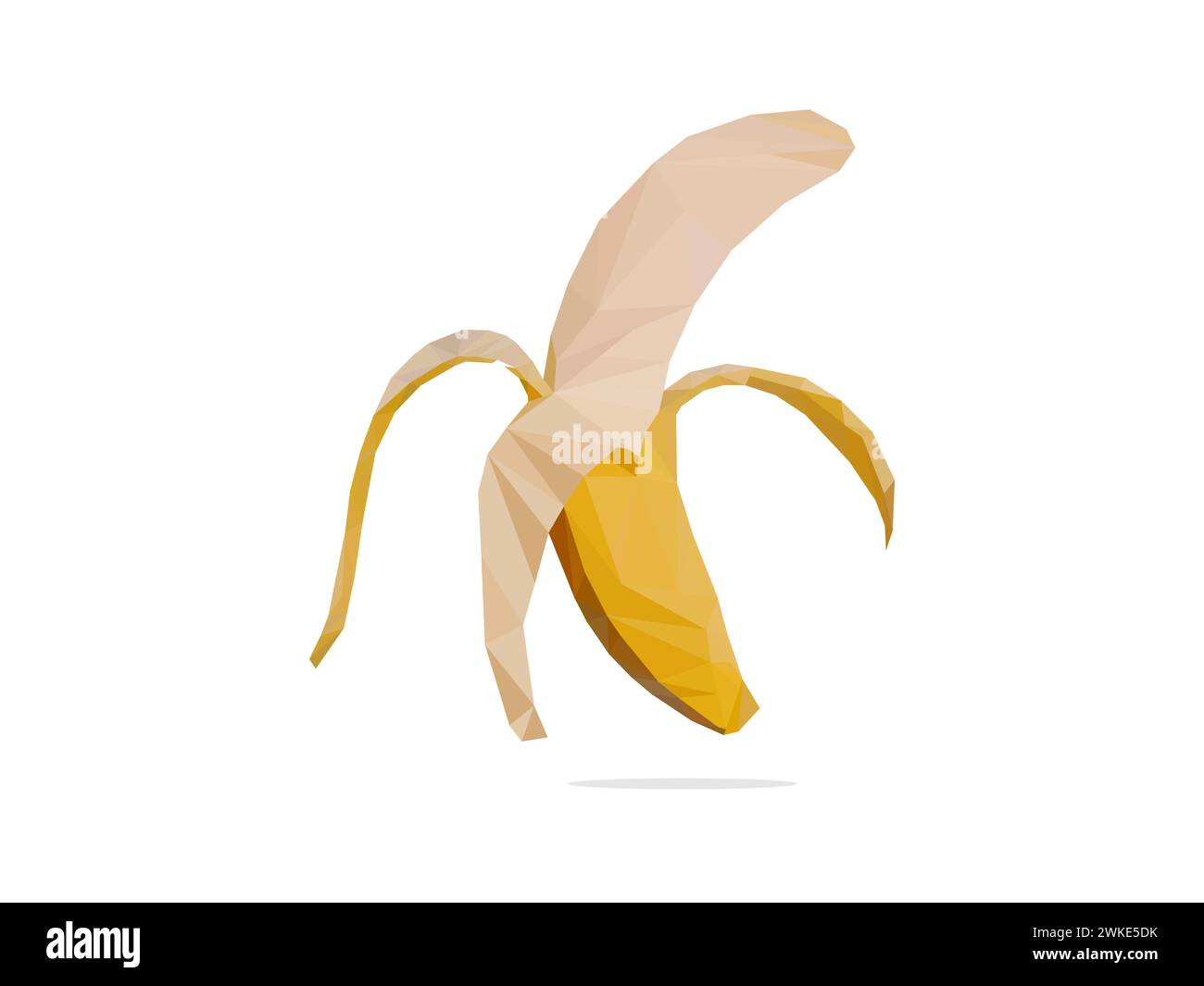 Vettore poligonale del frutto. Modello di illustrazione in polietilene a forma di banana. Grafica icona del design Illustrazione Vettoriale