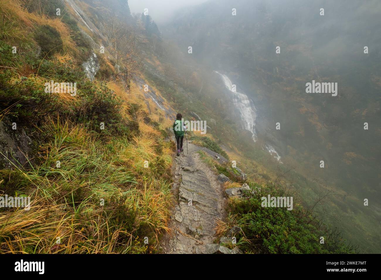 Cascada de la Louze, valle de Valier -Riberot-, Parque Natural Regional de los Pirineos de Ariège, cordillera de los Pirineos, Francia. Foto Stock