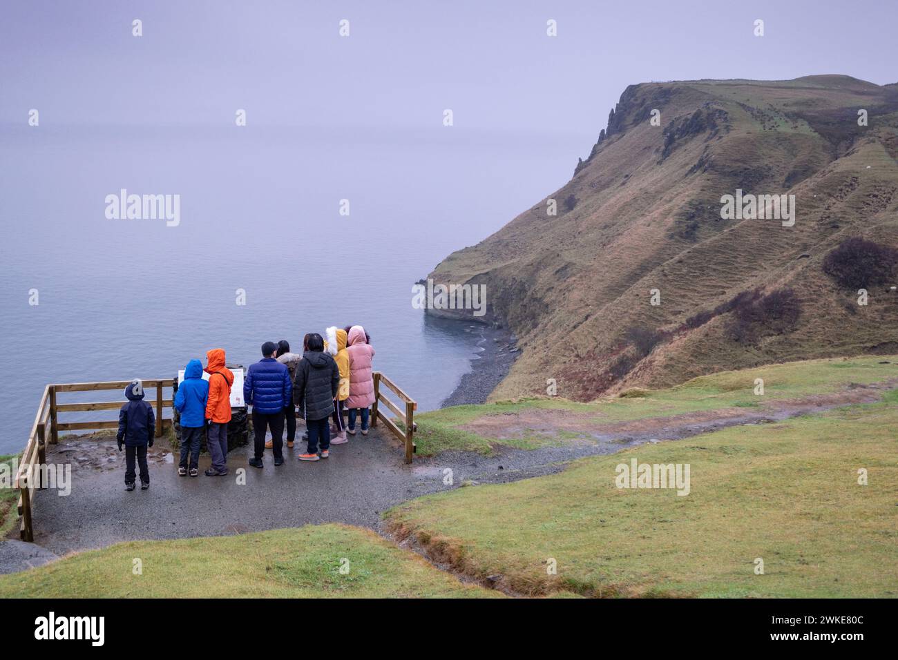 Mirador, un Cailc, Diatomita, minería, Trotternish, altopiani, Escocia, Reino Unido. Foto Stock