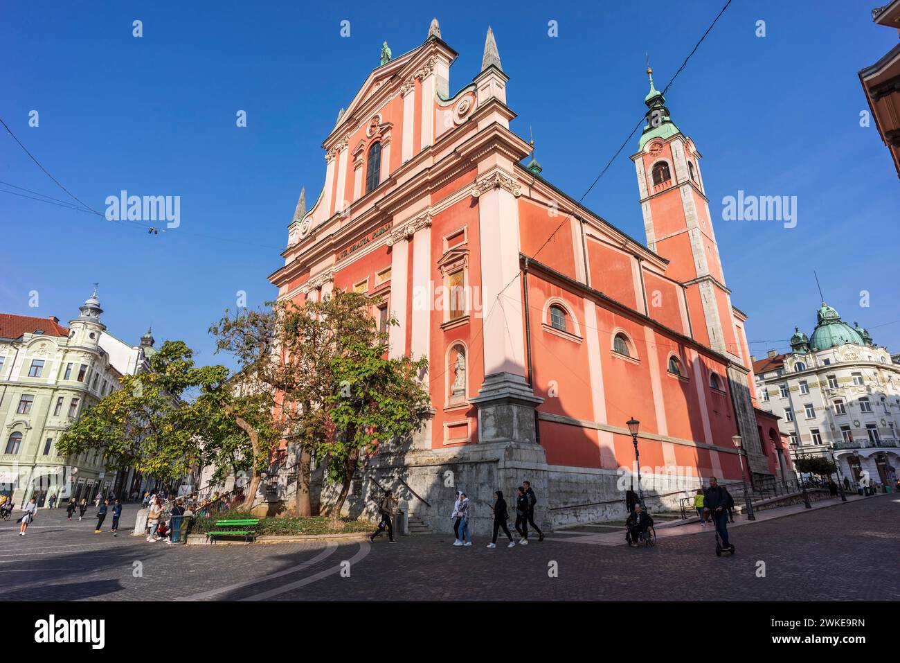 Chiesa dell'Annunciazione, Piazza Pre¨eren, Lubiana, Slovenia, Europa centrale, Foto Stock