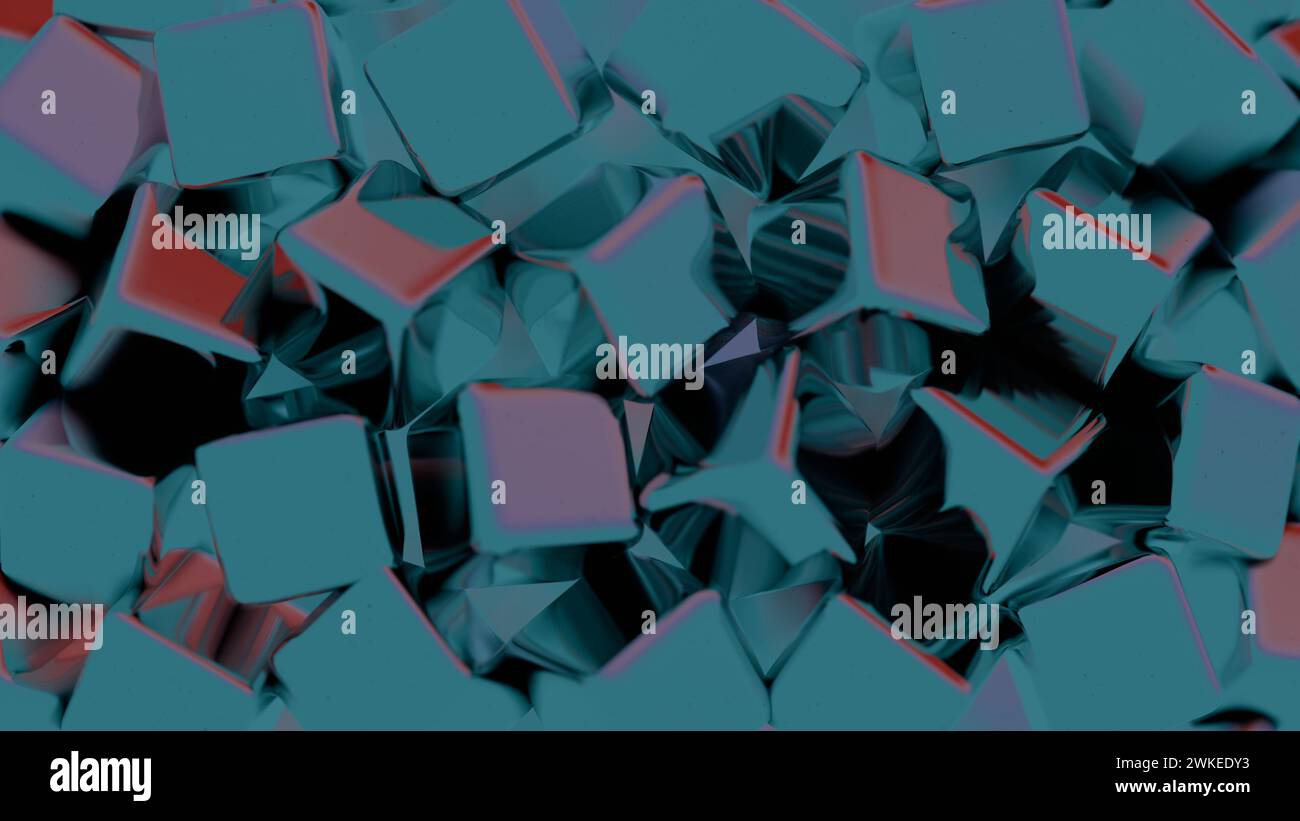 Blocchi di dati blockchain astratti e minimalisti con ombreggiature sottili. Foto Stock