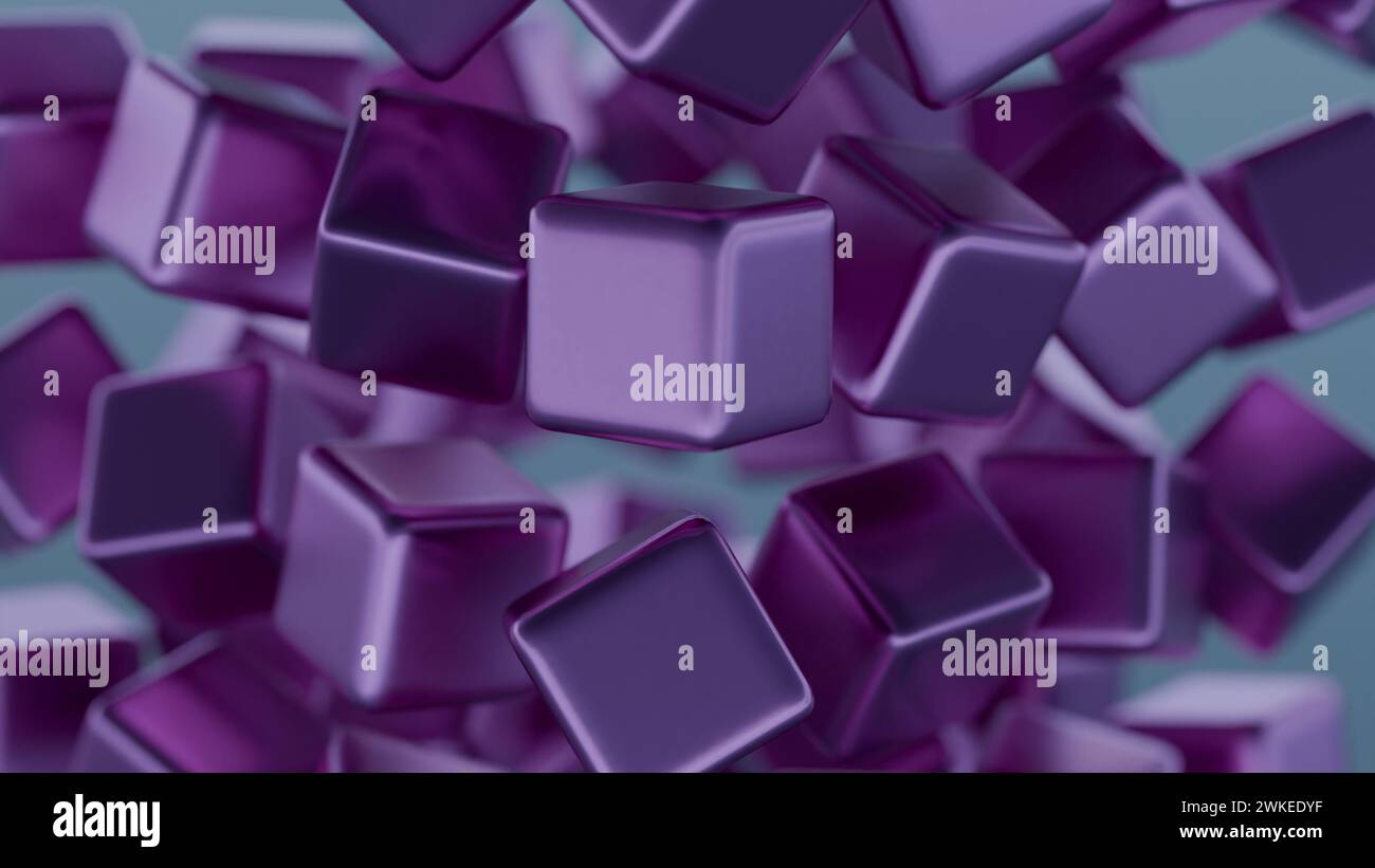 Blocchi di dati blockchain astratti e minimalisti con ombreggiature sottili. Foto Stock