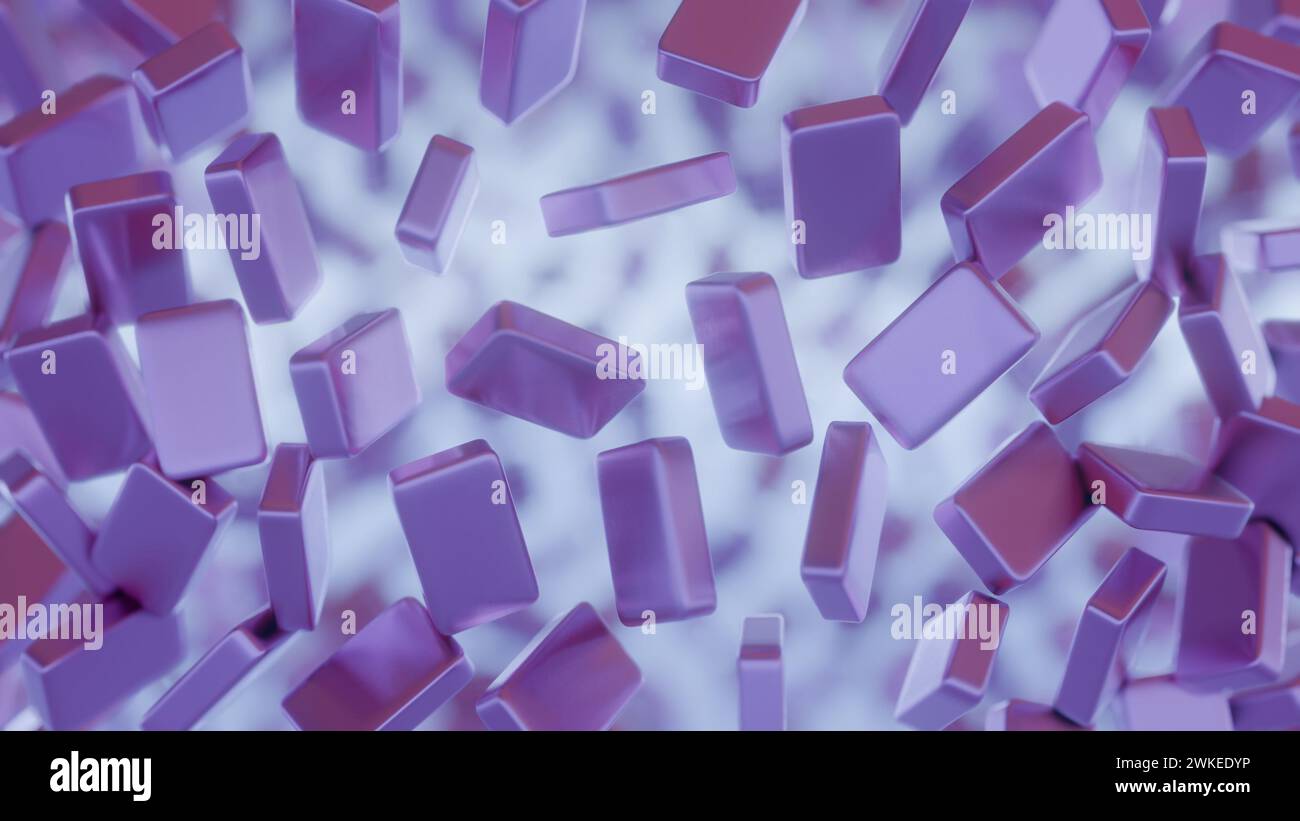 Blocchi di dati blockchain astratti e minimalisti con ombreggiature sottili. Foto Stock