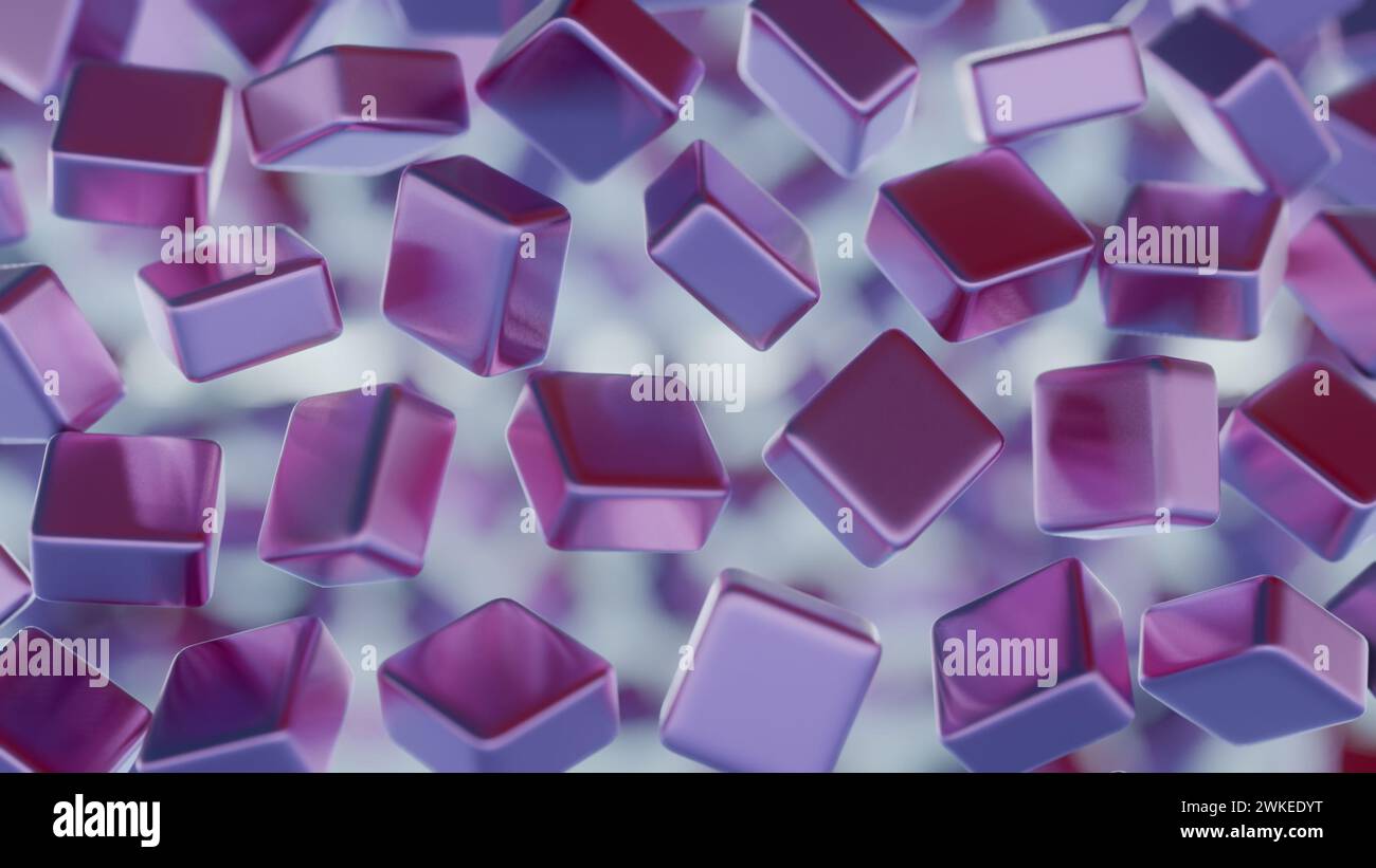 Blocchi di dati blockchain astratti e minimalisti con ombreggiature sottili. Foto Stock