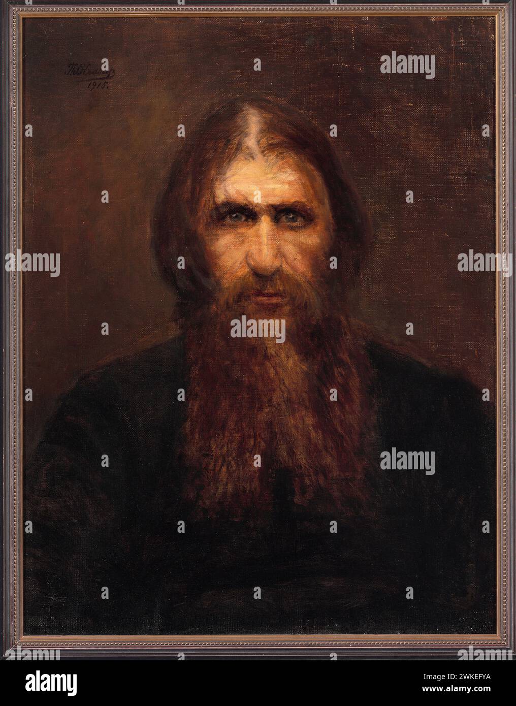 Ritratto di Grigori Yefimovich Rasputin (1869-1916) come uomo santo. Museo: COLLEZIONE PRIVATA. Autore: Theodora Krarup. Foto Stock