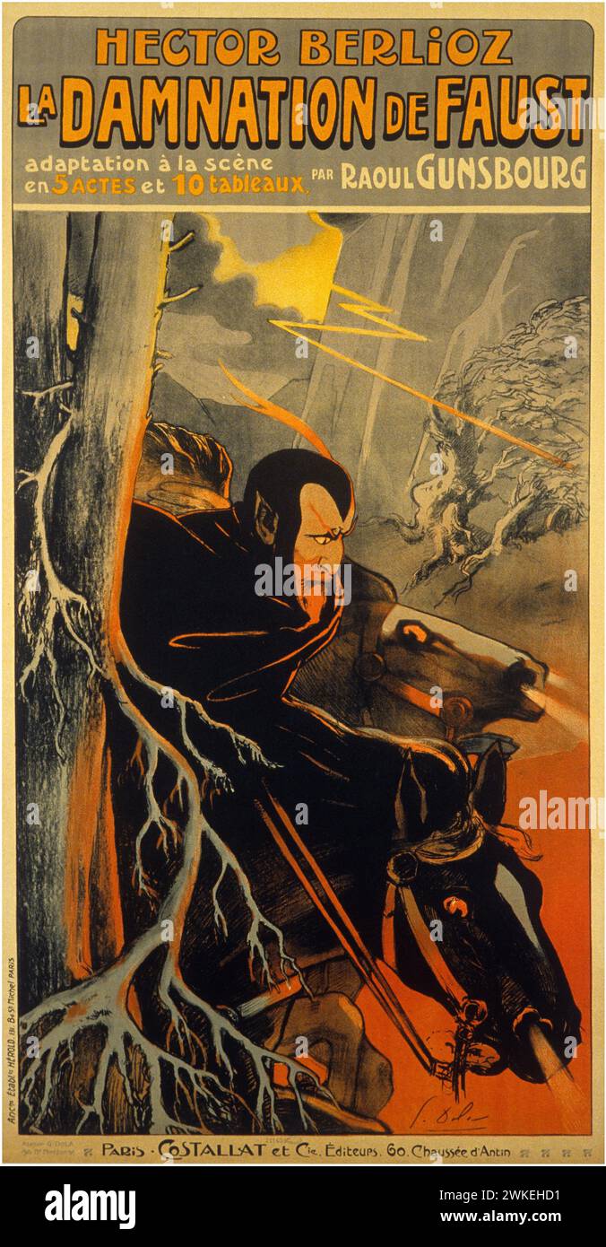 Poster per l'Opera "la damnation de Faust" di Hector Berlioz. Museo: COLLEZIONE PRIVATA. Autore: Georges Dola (Edmond Vernier). Foto Stock