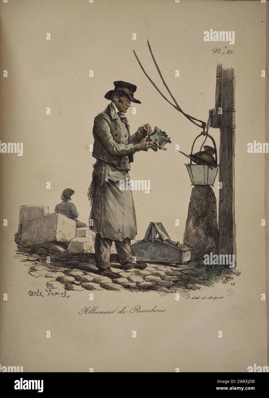 Lampada. Dalla serie "Cris de Paris" (le grida di Parigi). Museo: COLLEZIONE PRIVATA. Autore: CARLE VERNET. Foto Stock