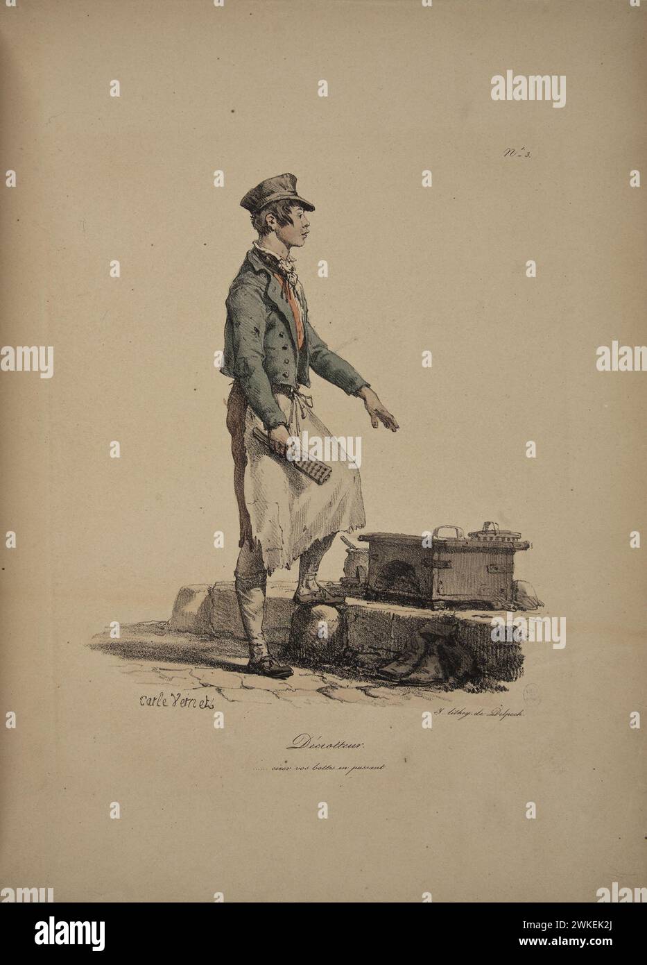 Shoeshiner. Dalla serie "Cris de Paris" (le grida di Parigi). Museo: COLLEZIONE PRIVATA. Autore: CARLE VERNET. Foto Stock