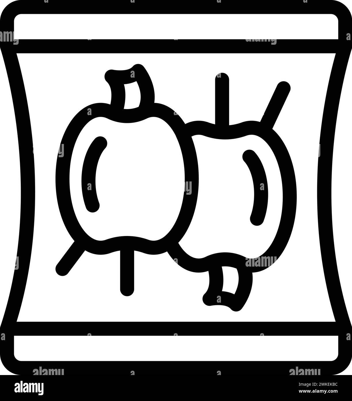 Vettore contorno icona sacca ermetica alimentare. Confezione sottovuoto sigillata. Sacco chiuso ermeticamente Illustrazione Vettoriale