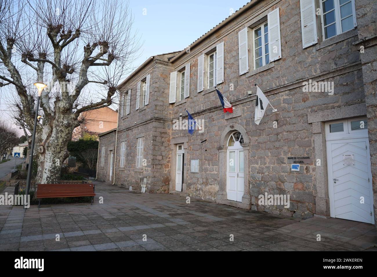 Korsika 13.02.2024, Ajaccio, Coti-Chiavari, Rathaus / Mairie von Coti *** Corsica 13 02 2024, Ajaccio, Coti Chiavari, Municipio Mairie di Coti Foto Stock