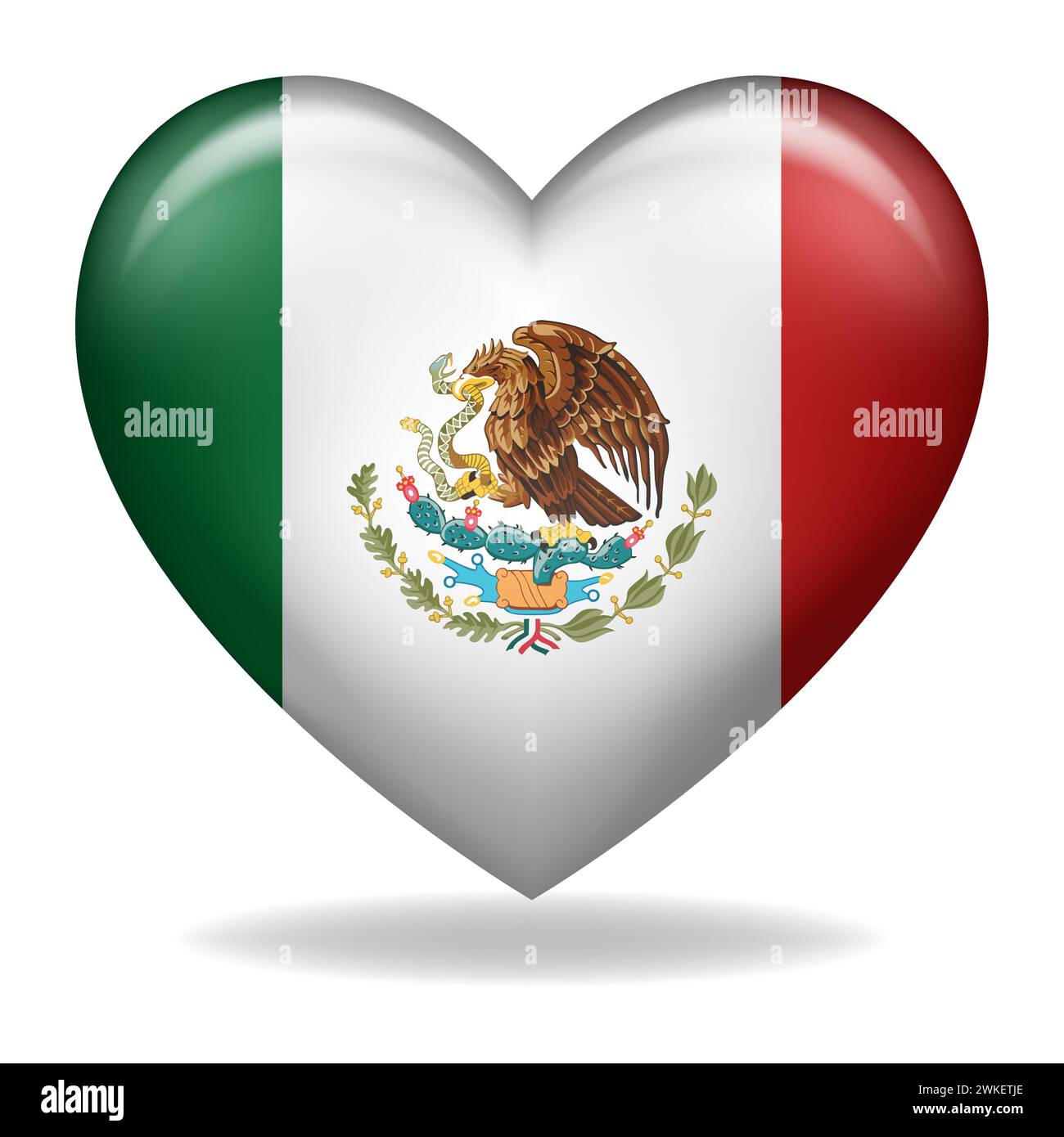 Illustrazione delle insegne messicane a forma di cuore, ideale per celebrare il patrimonio messicano, gli eventi e per esprimere orgoglio nazionale Illustrazione Vettoriale