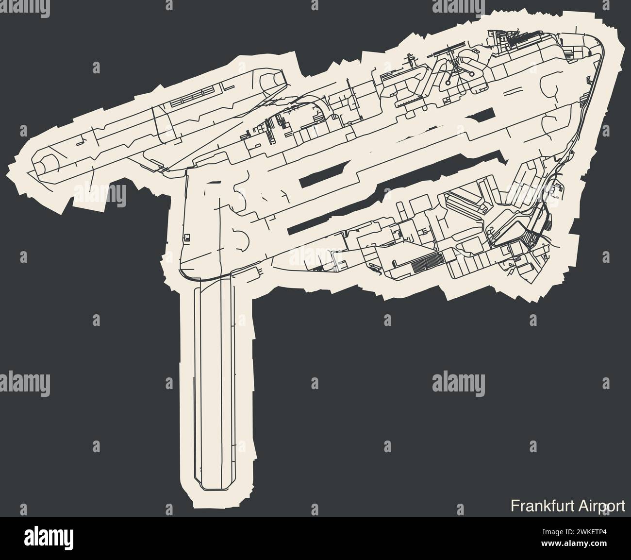 Schema di configurazione dei terminali dell'AEROPORTO DI FRANCOFORTE SUL MENO (fra), FRANCOFORTE Illustrazione Vettoriale