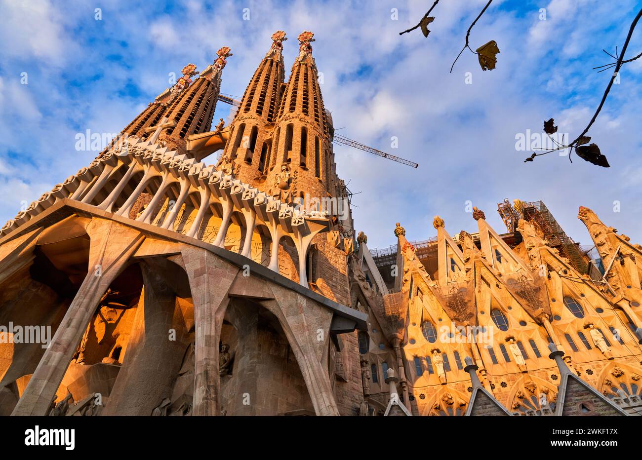 Fachada de la Pasión, Basilica della Sagrada Familia. Barcellona. Spagna. La Basilica e la Chiesa espiatoria della Sacra famiglia è un grande cattolico romano Foto Stock