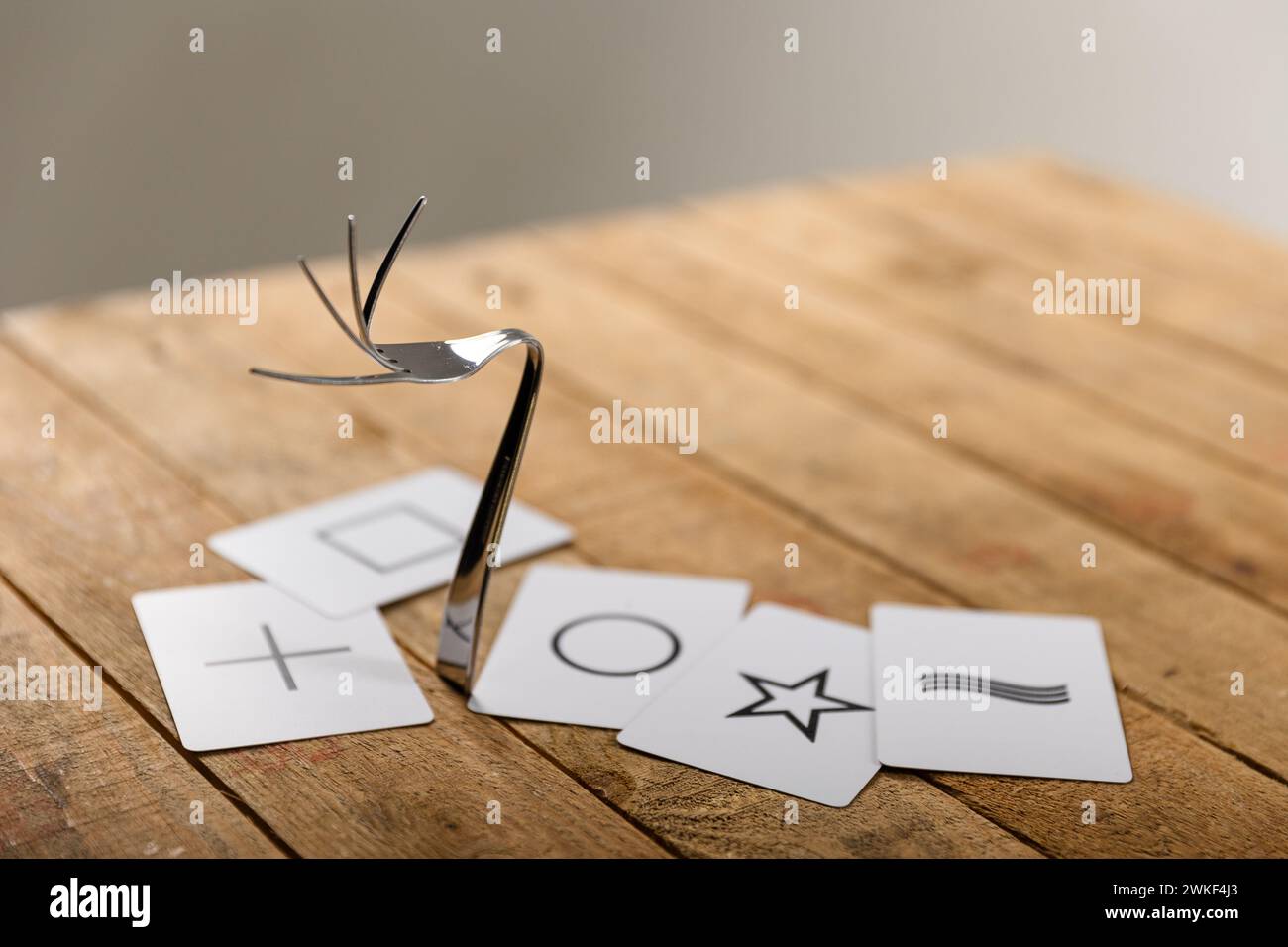Arte di piegare le forche, come piegare le forche con la mente Foto Stock